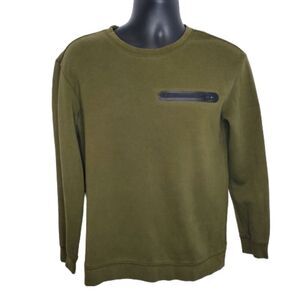 AMERICAN EAGLE sweatshirt‎ green crew neck zipper pocket S